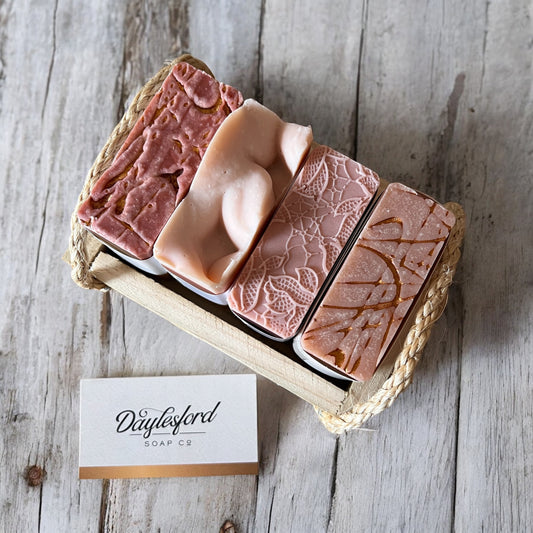 Wooden Tray with Four Handmade Soap Bars